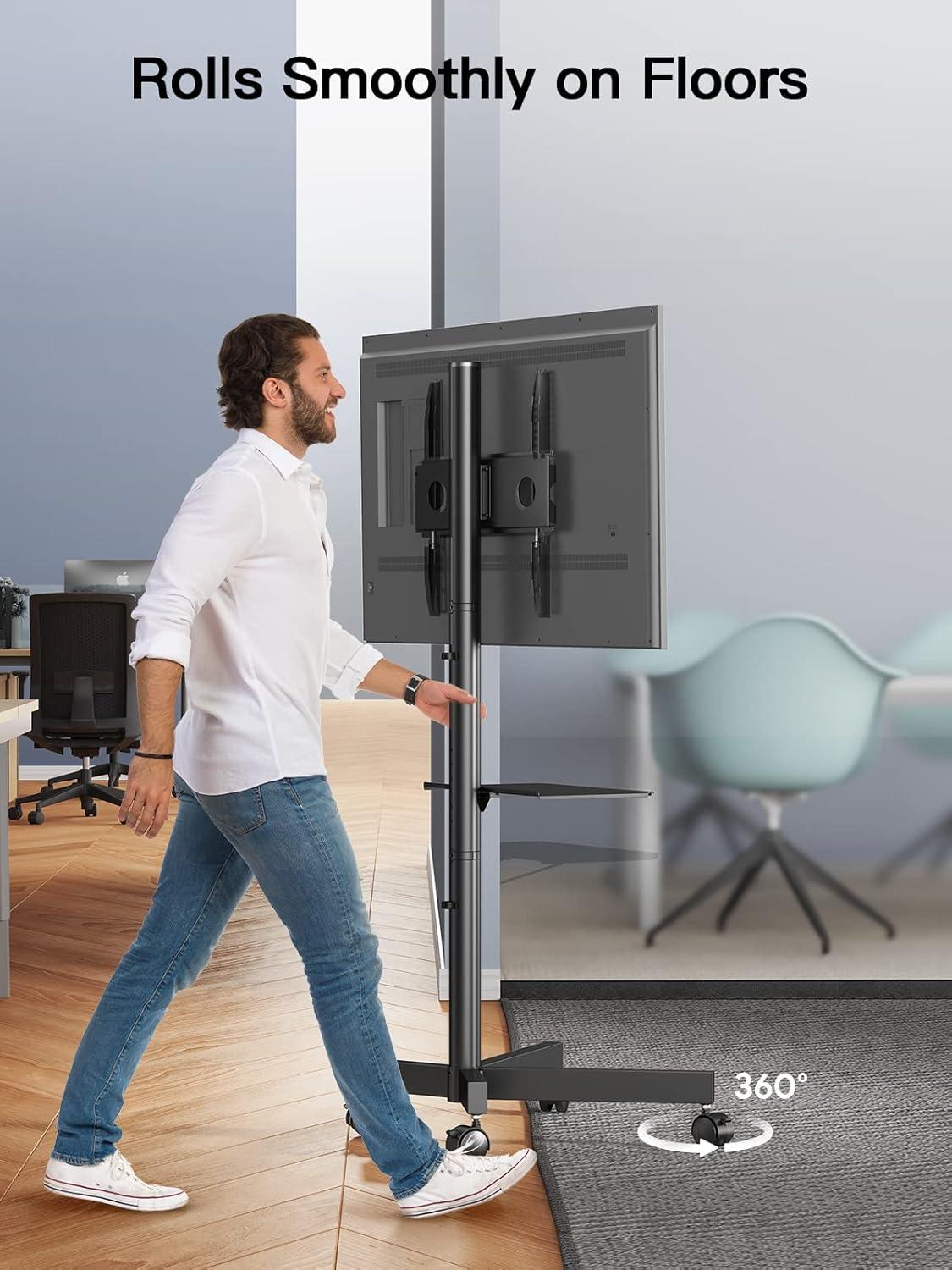 imagePERLESMITH Mobile TV Stand for 2360 Inch LCD LED FlatCurved Panel Screen TVs