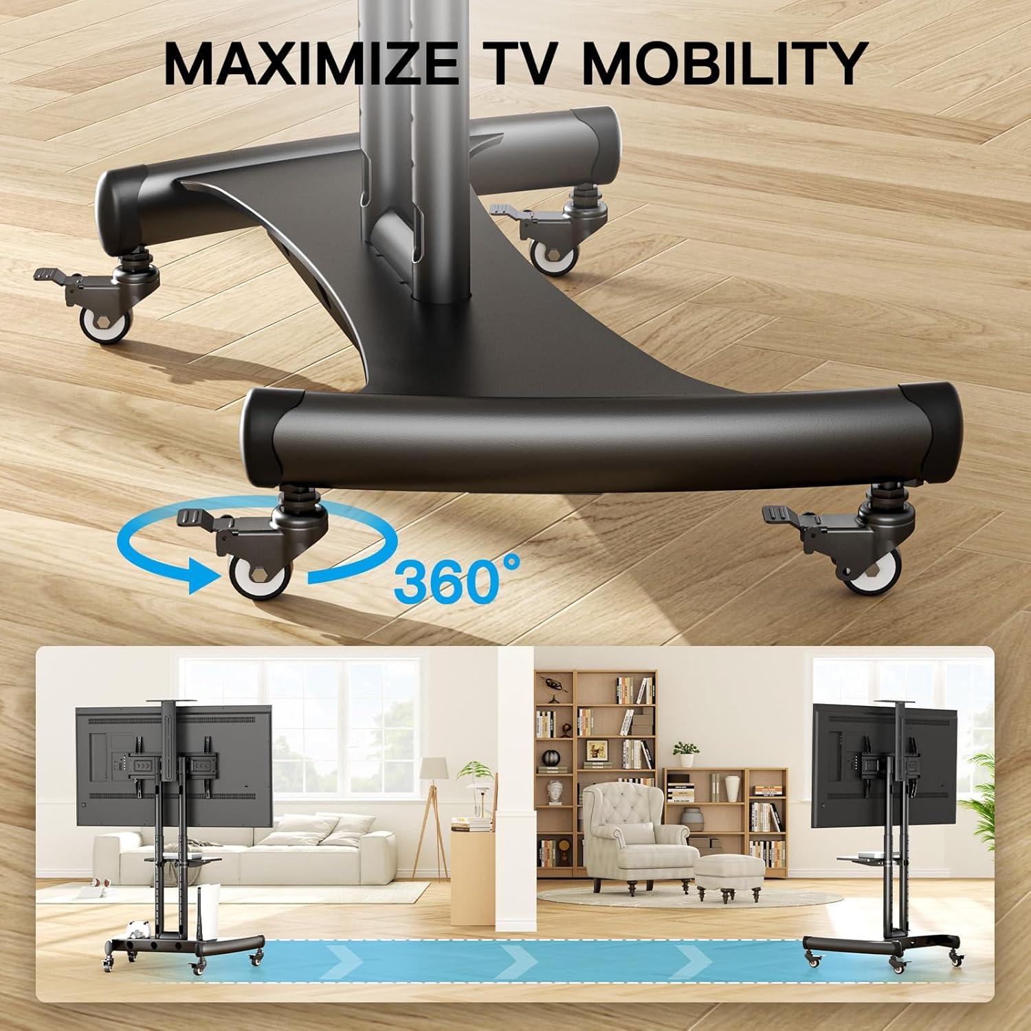 imagePERLESMITH RollingMobile TV Cart with Wheels for 3282 Inch LCD LED 4K