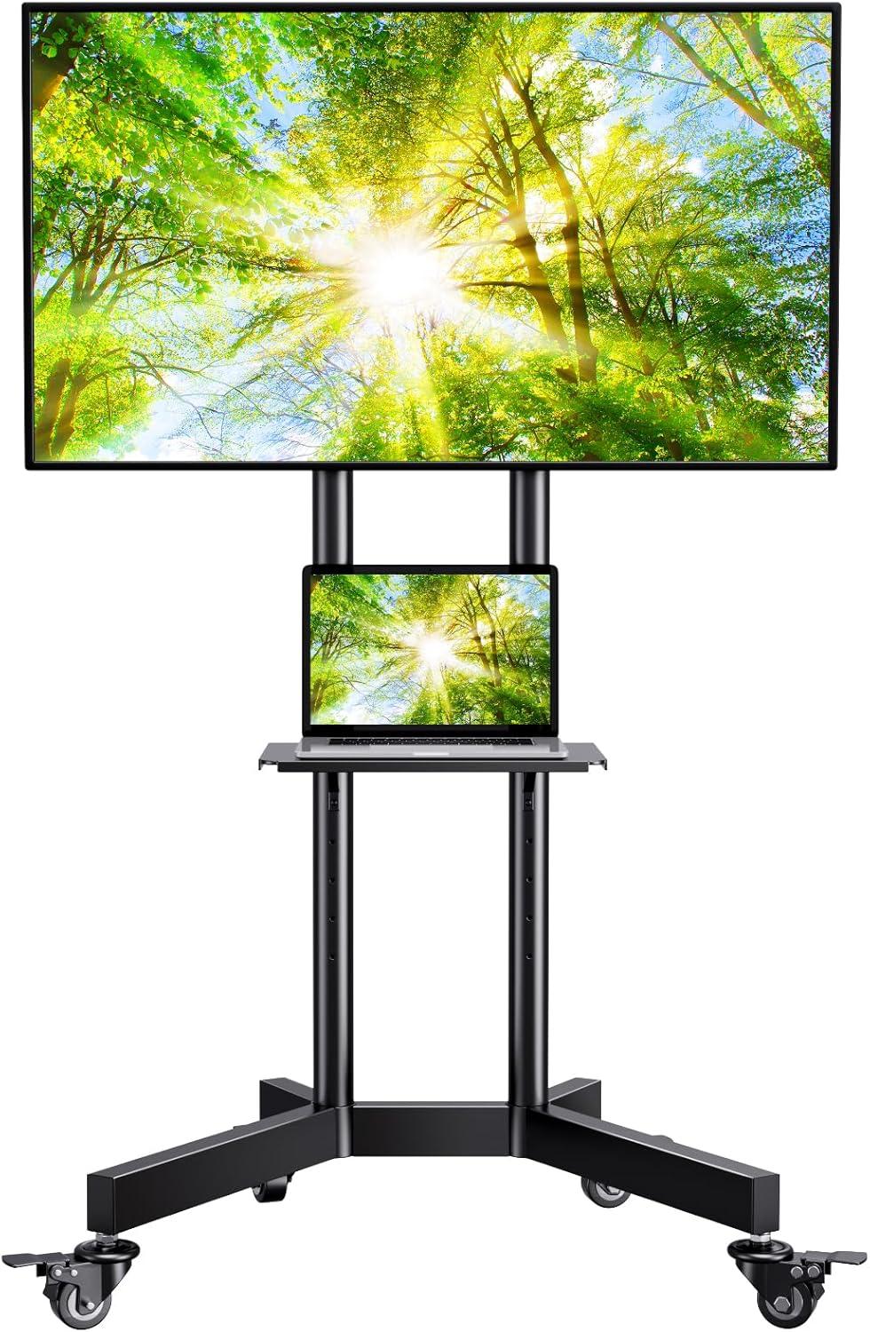 imageRollingMobile TV Cart with Wheels for 3282 Inch Rolling TV Stand for 3285 Inch TVs