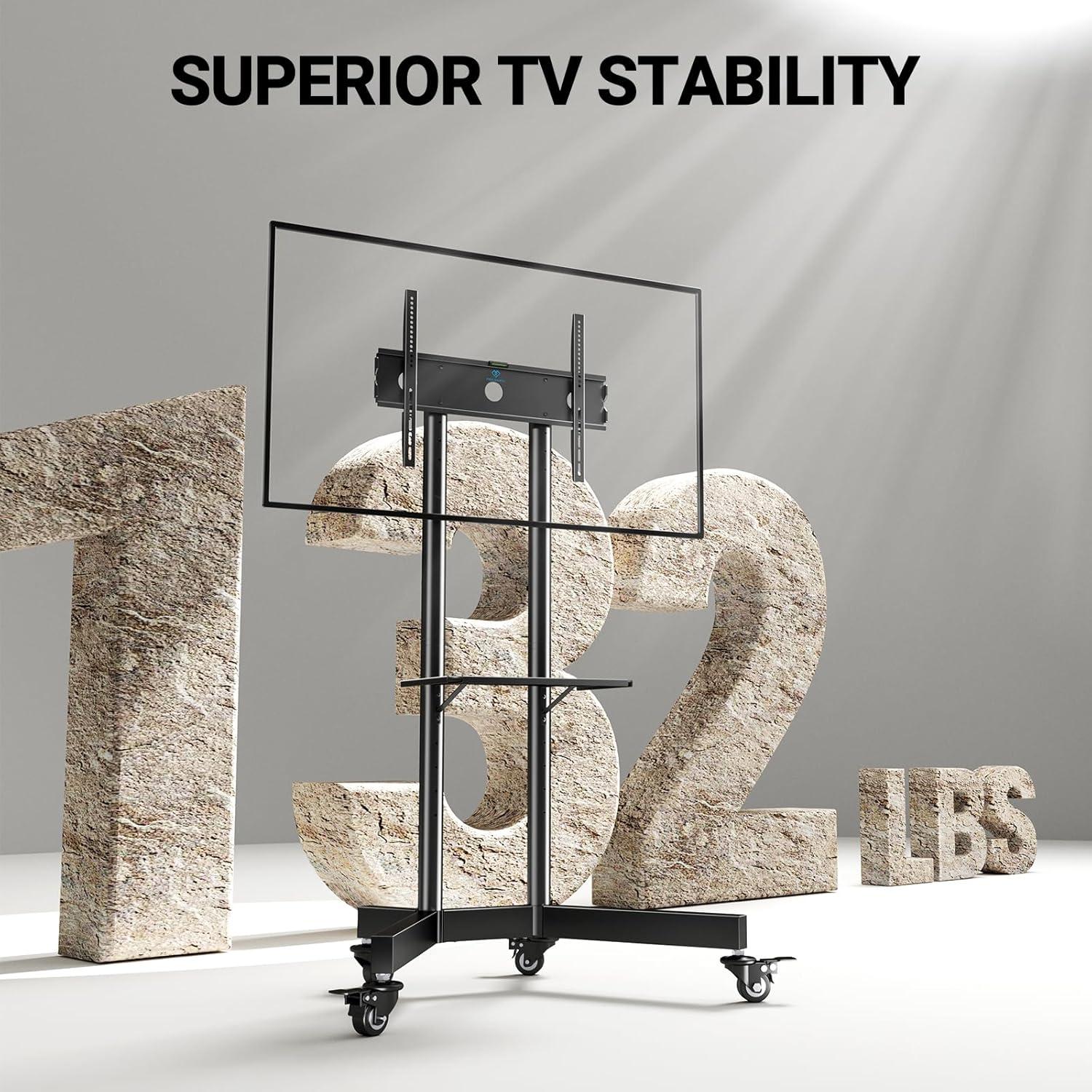imageRollingMobile TV Cart with Wheels for 3282 Inch Rolling TV Stand for 3285 Inch TVs