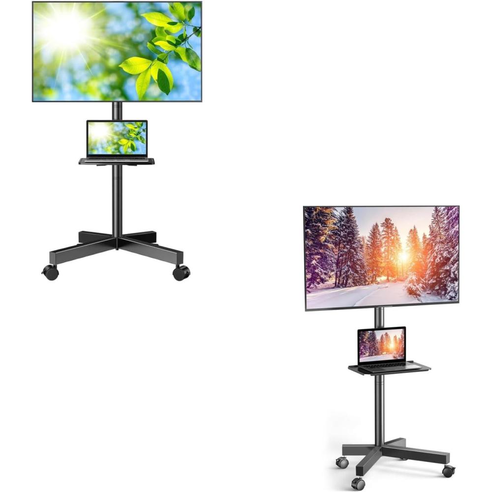 imagePERLESMITH Mobile TV Stand for 2360 Inch LCD LED FlatCurved Panel Screen TVs