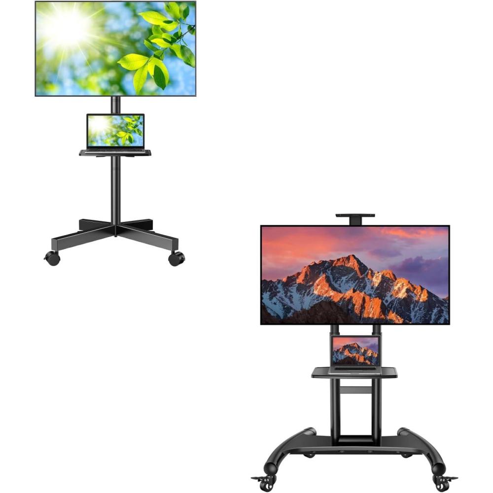 imagePERLESMITH RollingMobile TV Cart with Wheels for 3282 Inch LCD LED 4K