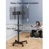 PERLESMITH Rolling TV Stand on Wheels for 23-60 Inch Flat Curved Screen TVs, Mobile TV Cart Height – Adjustable with Shelf/Tray, Portable TV Stand Holds up to 55 lbs, Max VESA 400x400mm, PSTVMC04(Deeep Black)