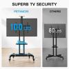 PERLESMITH Rolling TV Stand on Wheels for 32-83 Inch Screens up to 110lbs, Mobile TV Cart Height Adjustable Portable Outdoor TV Stand Tilt Rolling TV Cart with Shelf Max VESA 600x400mm PSTVMC03(32-85 Inch)
