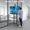 PERLESMITH Rolling TV Stand on Wheels for 32-83 Inch Screens up to 110lbs, Mobile TV Cart Height Adjustable Portable Outdoor TV Stand Tilt Rolling TV Cart with Shelf Max VESA 600x400mm PSTVMC03(55-90 Inch)