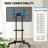 PERLESMITH Rolling TV Stand on Wheels for 32-83 Inch Screens up to 110lbs, Mobile TV Cart Height Adjustable Portable Outdoor TV Stand Tilt Rolling TV Cart with Shelf Max VESA 600x400mm PSTVMC03(32-86 Inch)