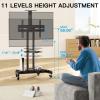 PERLESMITH Rolling TV Stand on Wheels for 32-83 Inch Screens up to 110lbs, Mobile TV Cart Height Adjustable Portable Outdoor TV Stand Tilt Rolling TV Cart with Shelf Max VESA 600x400mm PSTVMC03(32-85 Inch)