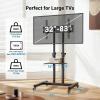 PERLESMITH Rolling TV Stand on Wheels for 32-83 Inch Screens up to 110lbs, Mobile TV Cart Height Adjustable Portable Outdoor TV Stand Tilt Rolling TV Cart with Shelf Max VESA 600x400mm PSTVMC03(32-83 Inch)