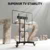 PERLESMITH Rolling TV Stand on Wheels for 32-83 Inch Screens up to 110lbs, Mobile TV Cart Height Adjustable Portable Outdoor TV Stand Tilt Rolling TV Cart with Shelf Max VESA 600x400mm PSTVMC03(32-86 Inch)