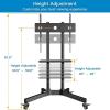 PERLESMITH Rolling TV Stand on Wheels for 32-83 Inch Screens up to 110lbs, Mobile TV Cart Height Adjustable Portable Outdoor TV Stand Tilt Rolling TV Cart with Shelf Max VESA 600x400mm PSTVMC03(32-86 Inch)