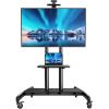 PERLESMITH Rolling TV Stand on Wheels for 32-83 Inch Screens up to 110lbs, Mobile TV Cart Height Adjustable Portable Outdoor TV Stand Tilt Rolling TV Cart with Shelf Max VESA 600x400mm PSTVMC03(55-90 Inch)