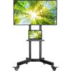 PERLESMITH Rolling TV Stand on Wheels for 32-83 Inch Screens up to 110lbs, Mobile TV Cart Height Adjustable Portable Outdoor TV Stand Tilt Rolling TV Cart with Shelf Max VESA 600x400mm PSTVMC03(32-86 Inch)
