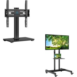 PERLESMITH Mobile TV Stand on Wheels for 32-75 Inch Flat/Curved Panel Screens