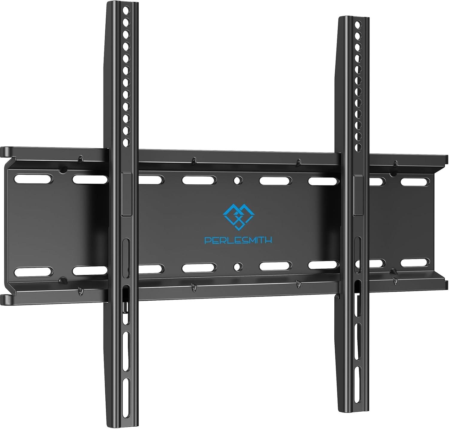 imagePERLESMITH Fixed TV Wall Mount Bracket Low Profile Design for Most 2660 inch LED LCD OLED4K Flat Screen TVs up to 115lb Ultra Slim Fixed TV Mount with Max VESA 400x400mm Fits 16 inch Wood StudBlack
