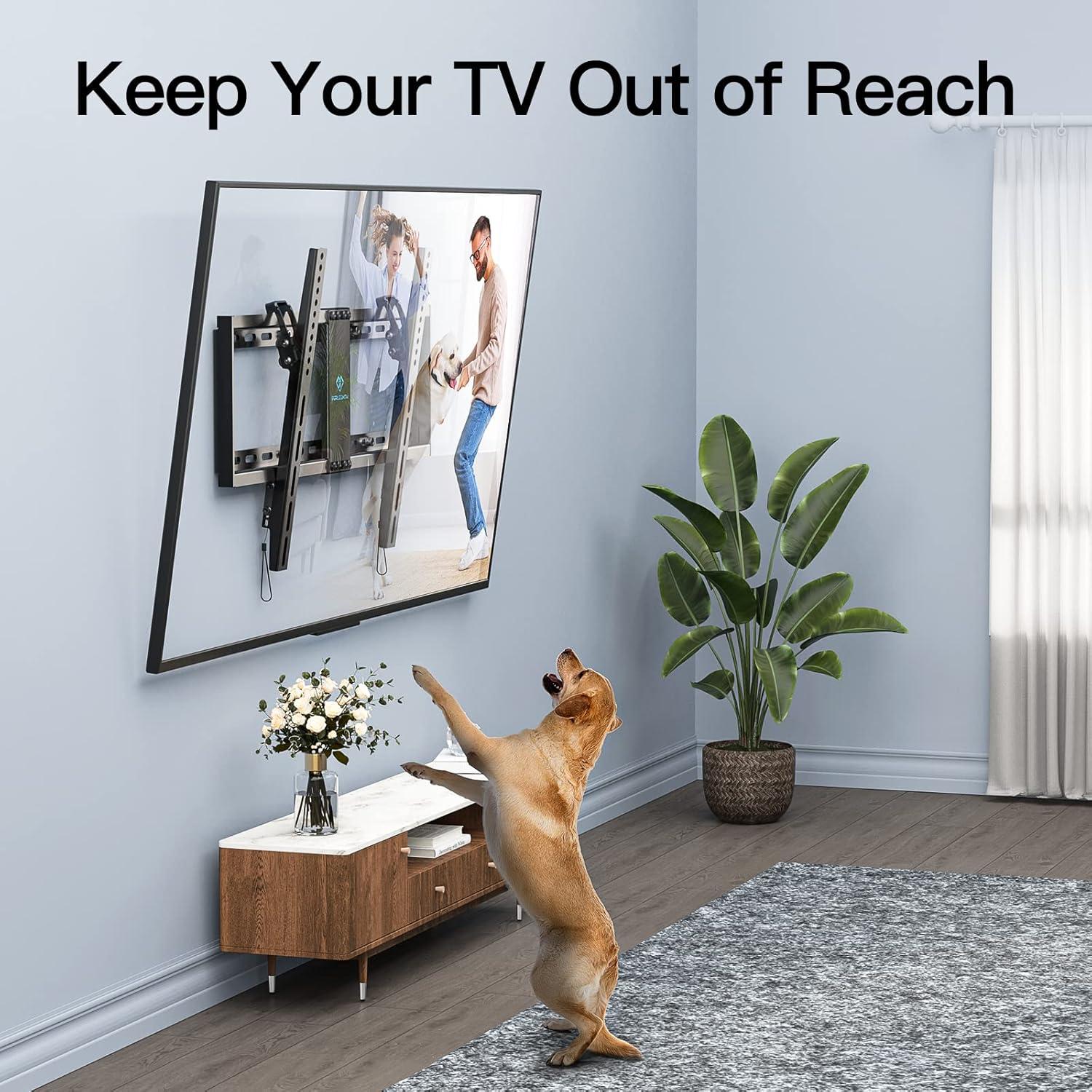 imagePERLESMITH Fixed TV Wall Mount Bracket Low Profile Design for Most 2660 inch LED LCD OLED4K Flat Screen TVs up to 115lb Ultra Slim Fixed TV Mount with Max VESA 400x400mm Fits 16 inch Wood StudBlack