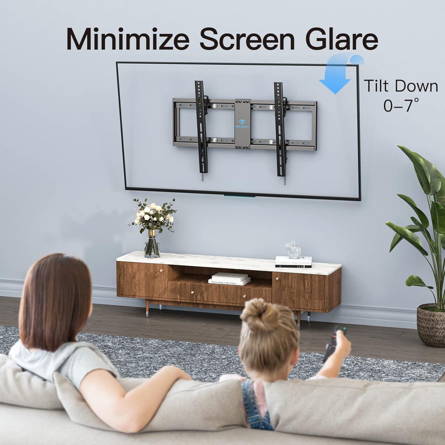imagePERLESMITH Fixed TV Wall Mount Bracket Low Profile Design for Most 2660 inch LED LCD OLED4K Flat Screen TVs up to 115lb Ultra Slim Fixed TV Mount with Max VESA 400x400mm Fits 16 inch Wood StudBlack