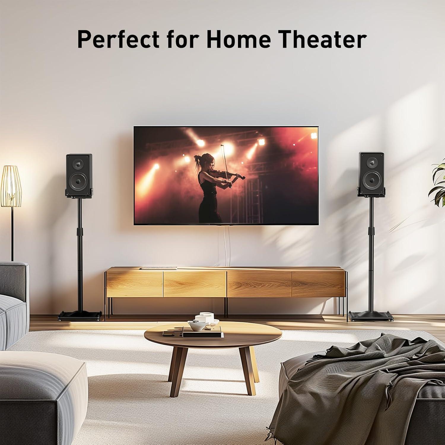 imagePERLESMITH Universal Speaker Stands Pair for Surround Sound up to 22LB 2756 Inch Bookshelf Speaker Stand for Klipsch Polk Yamaha amp Other Large Satellite Bookshelf Speakers Studio MonitorsWeight 11 LBS