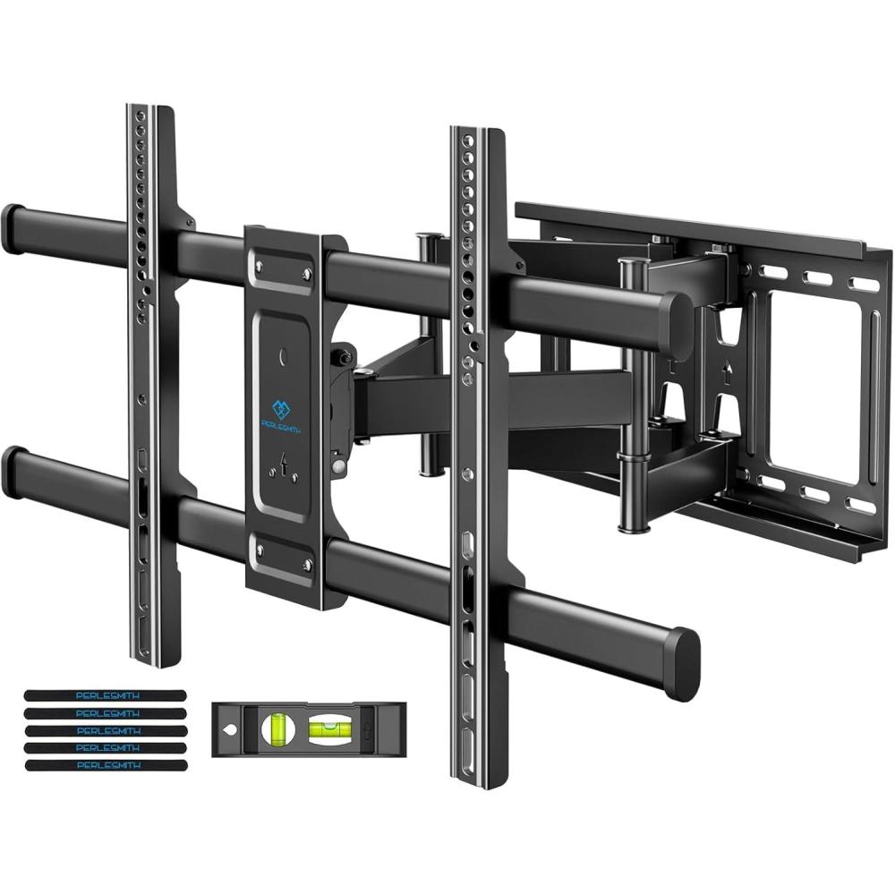 imagePERLESMITH Full Motion TV Wall Mount for Most 3782 inch TVs up to 132 lbs TV Mount with Dual Articulating Arms with Tilt and Extension Fits 12 16 Studs Max VESA 600x400mm PSLFK116 wood studs  3770 full motion