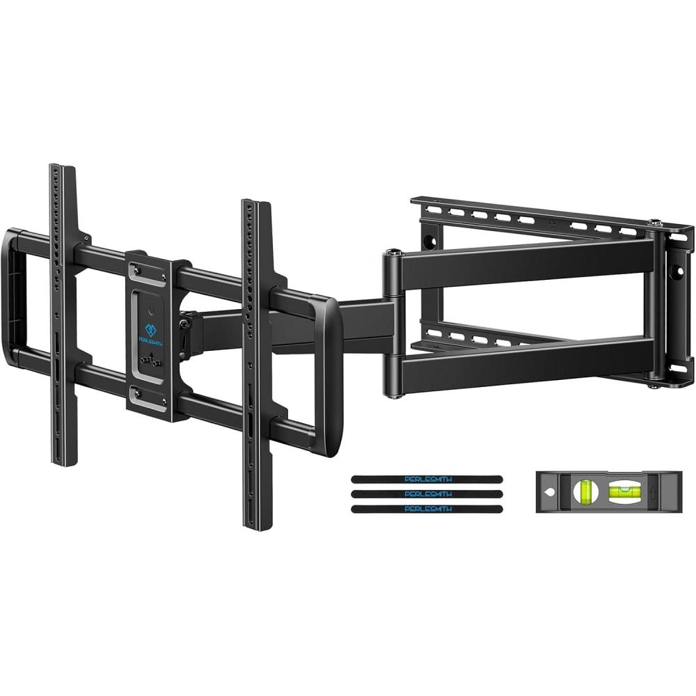 imagePERLESMITH Full Motion TV Wall Mount for Most 3782 inch TVs up to 132 lbs TV Mount with Dual Articulating Arms with Tilt and Extension Fits 12 16 Studs Max VESA 600x400mm PSLFK116 wood studs  3775 full motion