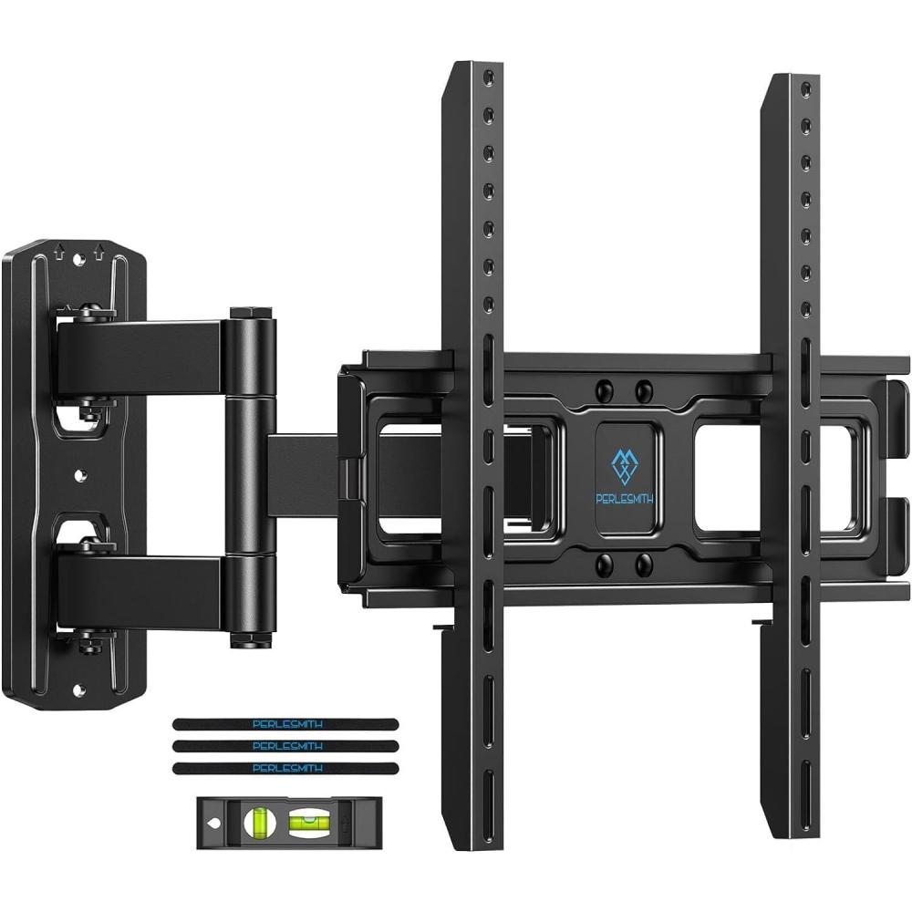 imagePERLESMITH TV Wall Mount Full Motion for 3265 Inch Flat Curved Screen TVs TV Mount with Swivels Tilts Extension Dual Articulating Bracket Arms Supports up to 99 lbs Max VESA 400x400 PSMFK9Fits 2665 TVs  Single Wood Stud