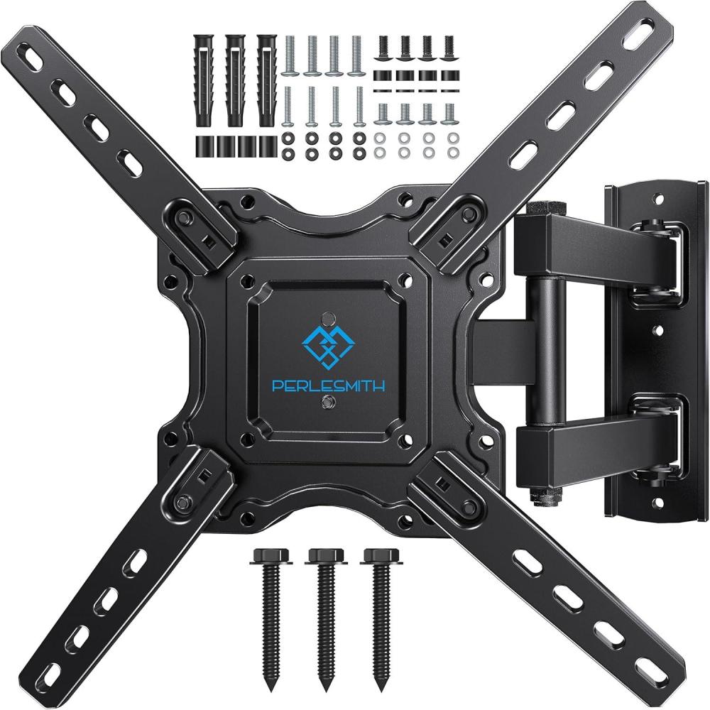 imagePERLESMITH TV Wall Mount Full Motion for 3265 Inch Flat Curved Screen TVs TV Mount with Swivels Tilts Extension Dual Articulating Bracket Arms Supports up to 99 lbs Max VESA 400x400 PSMFK9Fits 2660 TVs  Single Wood Stud