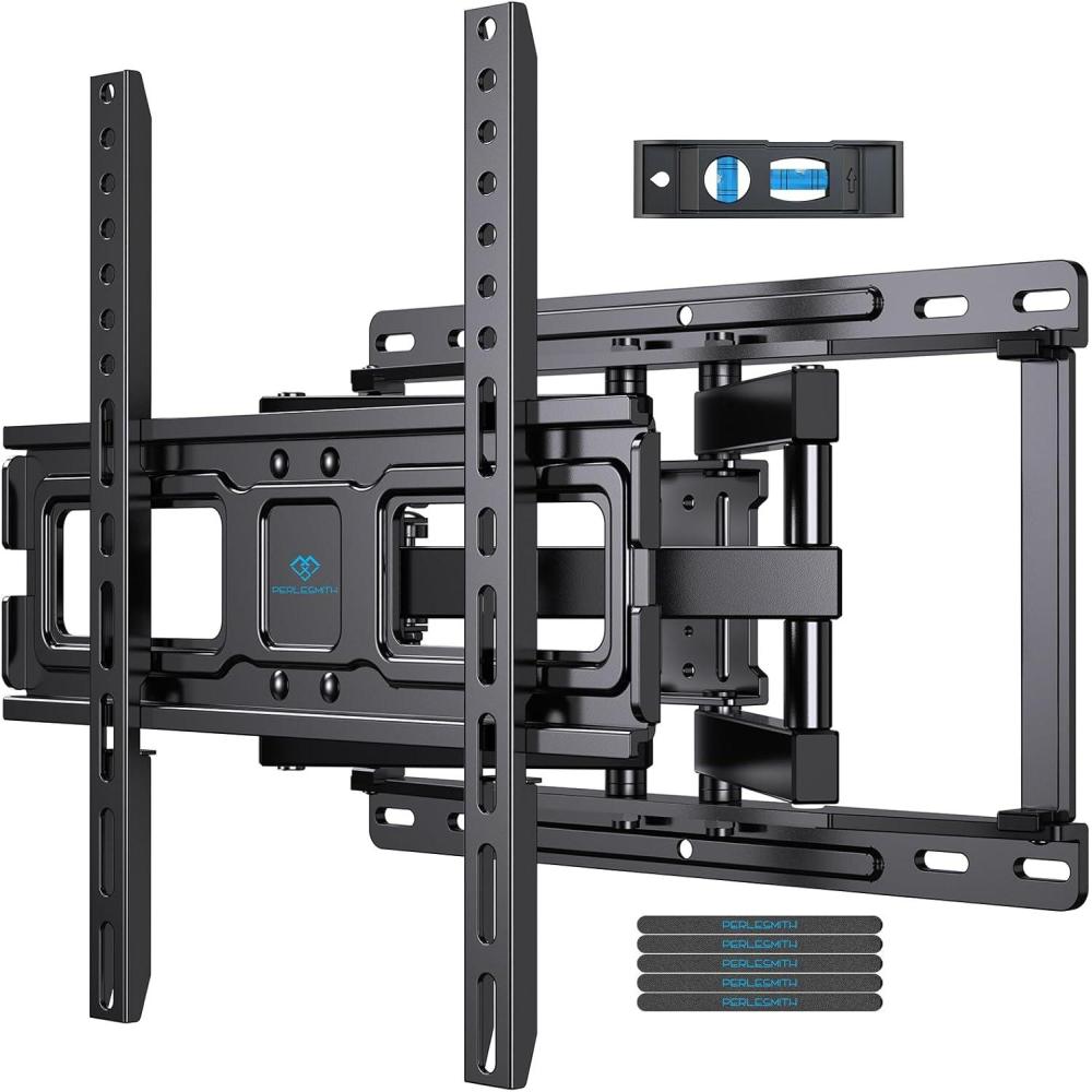 imagePERLESMITH TV Wall Mount Full Motion for 3265 Inch Flat Curved Screen TVs TV Mount with Swivels Tilts Extension Dual Articulating Bracket Arms Supports up to 99 lbs Max VESA 400x400 PSMFK9Fits 3265 TVs Max 16 Wood Stud
