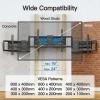 PERLESMITH Full Motion TV Wall Mount for Most 37-82 inch TVs up to 132 lbs, TV Mount with Dual Articulating Arms with Tilt and Extension, Fits 12″ 16″ Studs, Max VESA 600x400mm, PSLFK1(24″ wood studs – 42″-97″ full motion)