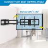 PERLESMITH Full Motion TV Wall Mount for Most 37-82 inch TVs up to 132 lbs, TV Mount with Dual Articulating Arms with Tilt and Extension, Fits 12″ 16″ Studs, Max VESA 600x400mm, PSLFK1(24″ wood studs – 42″-90″ full motion)