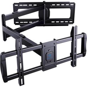 PERLESMITH Full Motion TV Wall Mount for Most 37-82 inch TVs up to 132 lbs, TV Mount with Dual Articulating Arms with Tilt and Extension, Fits 12″ 16″ Studs, Max VESA 600x400mm, PSLFK1(24″ wood studs – 42″-90″ full motion)