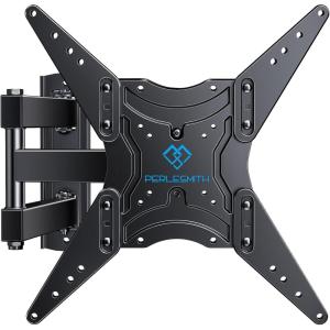 PERLESMITH TV Wall Mount Full Motion for 32-65 Inch Flat Curved Screen TVs, TV Mount with Swivels Tilts Extension Dual Articulating Bracket Arms Supports up to 99 lbs Max VESA 400×400, PSMFK9(Fits 27-60″ TVs / Single Wood Stud)