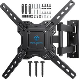 PERLESMITH TV Wall Mount Full Motion for 32-65 Inch Flat Curved Screen TVs, TV Mount with Swivels Tilts Extension Dual Articulating Bracket Arms Supports up to 99 lbs Max VESA 400×400, PSMFK9(Fits 26-60″ TVs / Single Wood Stud)