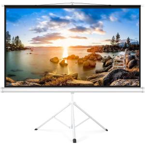 PERLESMITH Projector Screen with Stand 100 Inch 4K Ultra HD 16:9 Portable Outdoor Indoor Movie 3D Widescreen with Foldable Tripod Retractable Screen for Home Theater, Gaming, Office