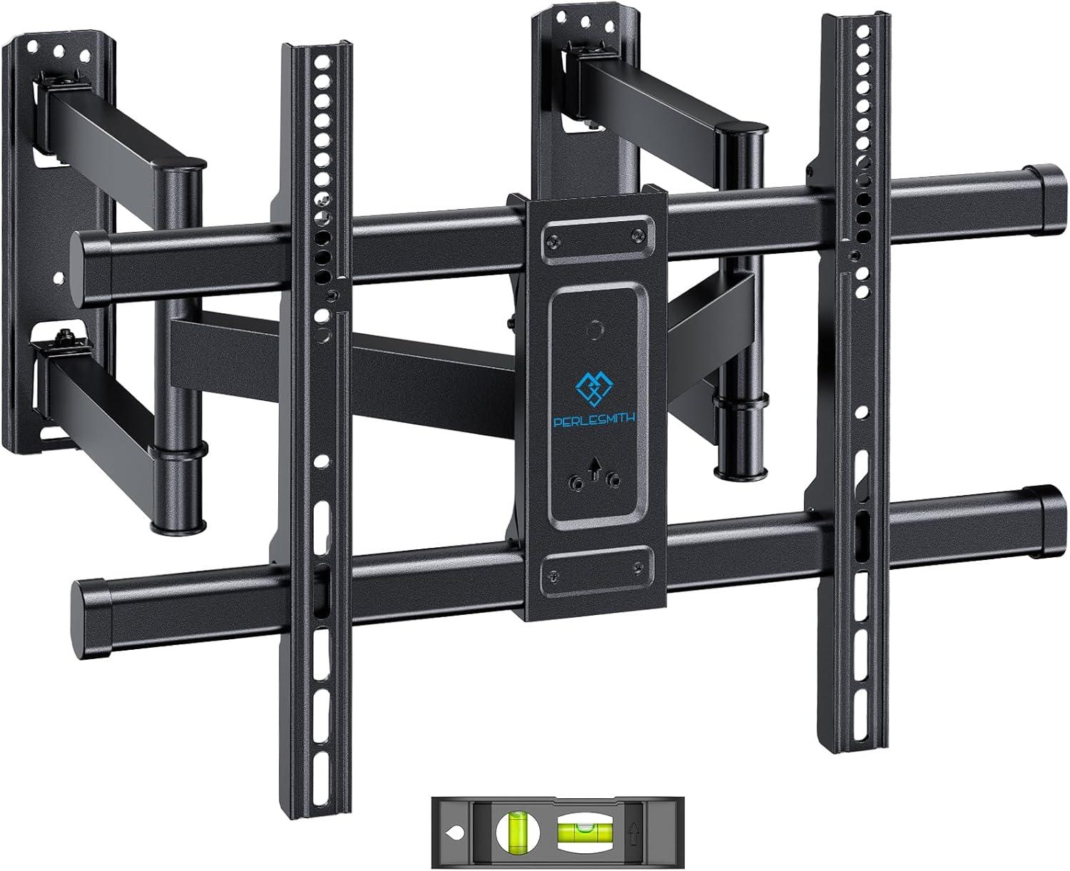 imagePERLESMITH Corner TV Wall Mount Full Motion Corner TV Bracket Fits 3770 Inch LED LCD 4K Flat Curved Screen TVs Hold up to 99 lbs Max VESA 600x400 Tilt Swivel and Level PSCLF1