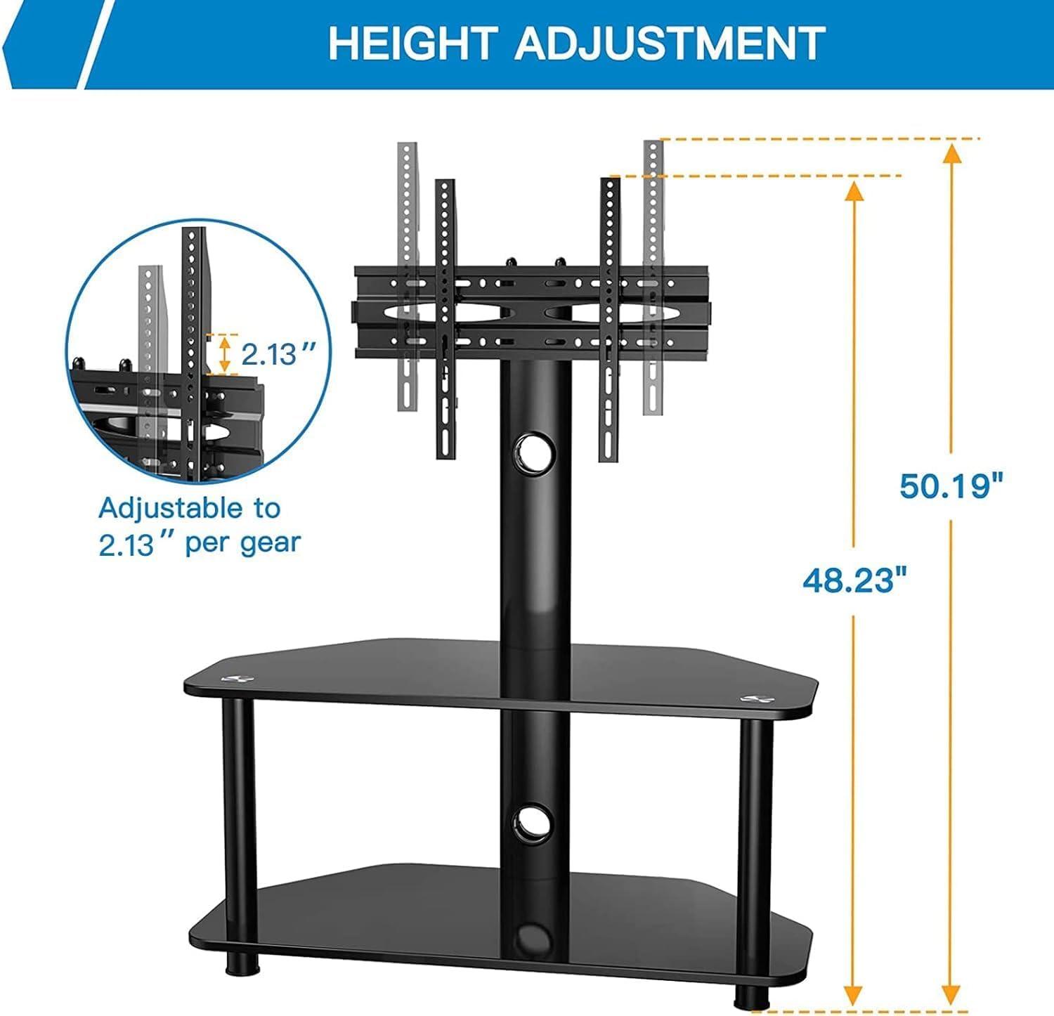 imagePERLESMITH Swivel Floor TV StandBase for 3265 Inch TVsUniversal Corner TV Stand Mount with Storage for MediaHeight Adjustable Entertainment Stand with Cable Management VESA 600x400mm PSFS03