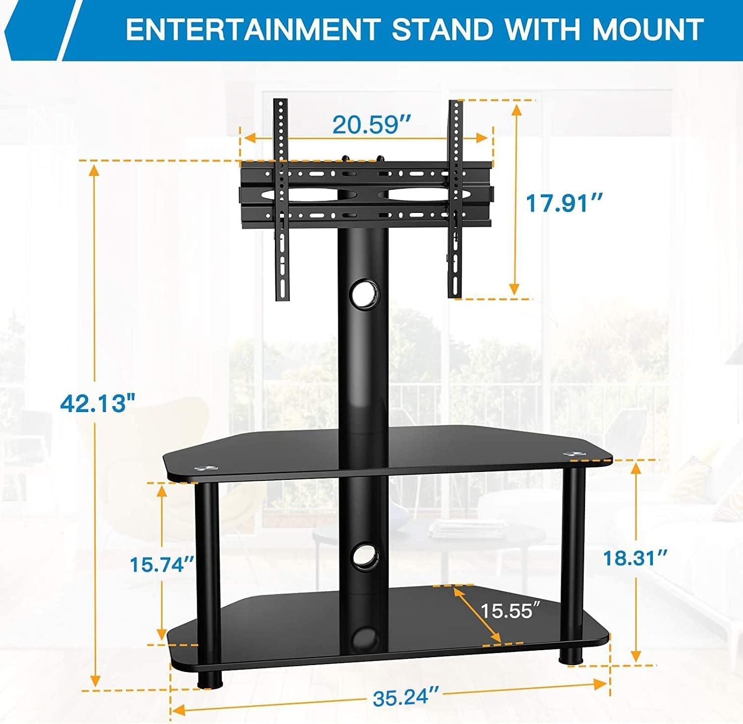 imagePERLESMITH Swivel Floor TV StandBase for 3265 Inch TVsUniversal Corner TV Stand Mount with Storage for MediaHeight Adjustable Entertainment Stand with Cable Management VESA 600x400mm PSFS03