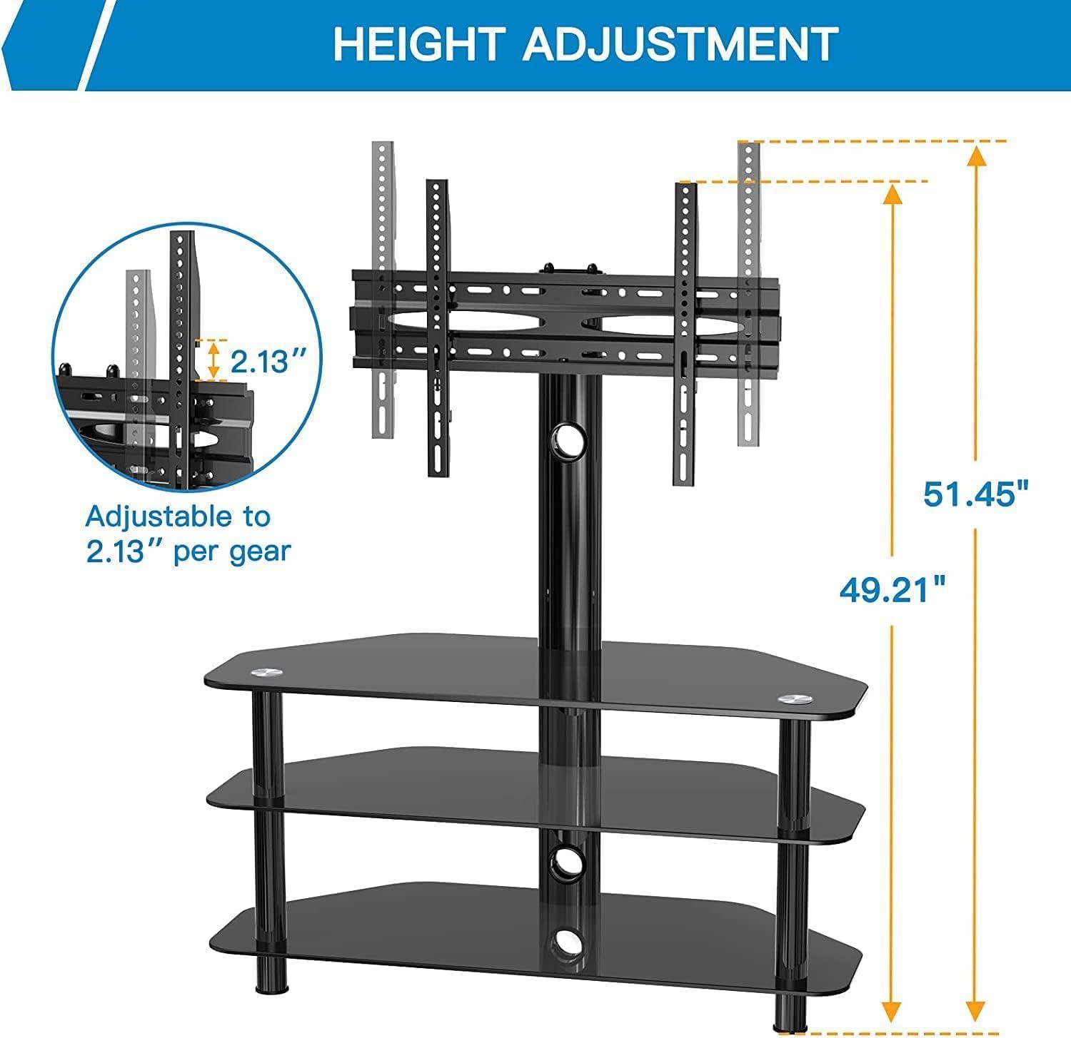imagePERLESMITH Swivel Floor TV StandBase for 3275 Inch TVsUniversal Corner TV Floor Stand with Storage for MediaHeight Adjustable Entertainment Stand with Cable Management VESA 600x400mm PSFS04