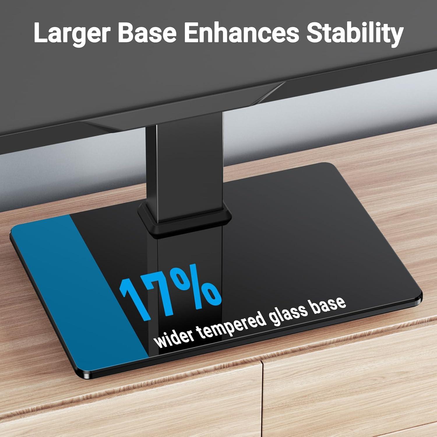 imagePERLESMITH Swivel Universal TV Stand Mount for 3286 Inch LCD OLED FlatCurved Screen TVs up to 99lbsHeight Adjustable Table Top TV StandBase with Tempered Glass BaseampWire ManagementVESA 600x400mm37 to 80 screen