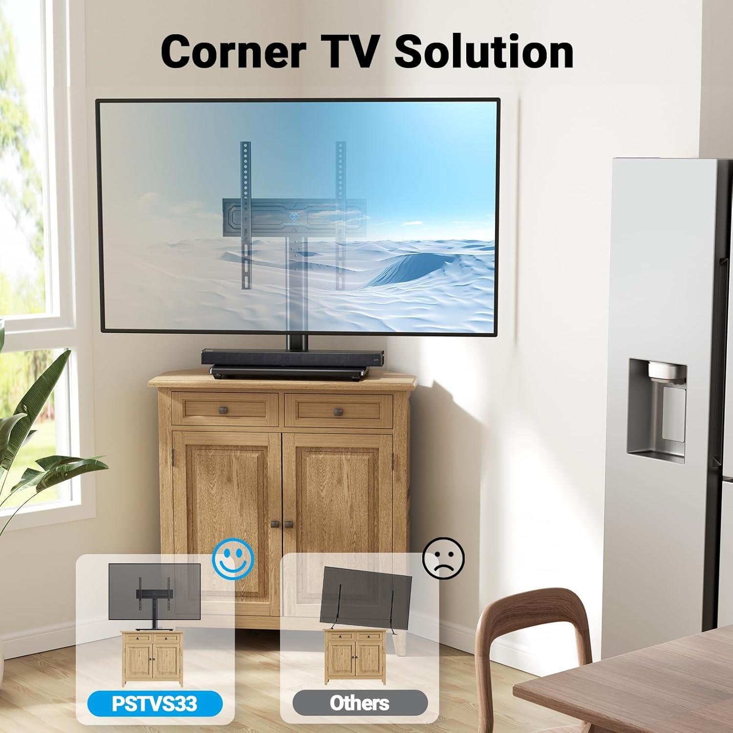 imagePERLESMITH Swivel Universal TV Stand Mount for 3286 Inch LCD OLED FlatCurved Screen TVs up to 99lbsHeight Adjustable Table Top TV StandBase with Tempered Glass BaseampWire ManagementVESA 600x400mm24 to 60 screen