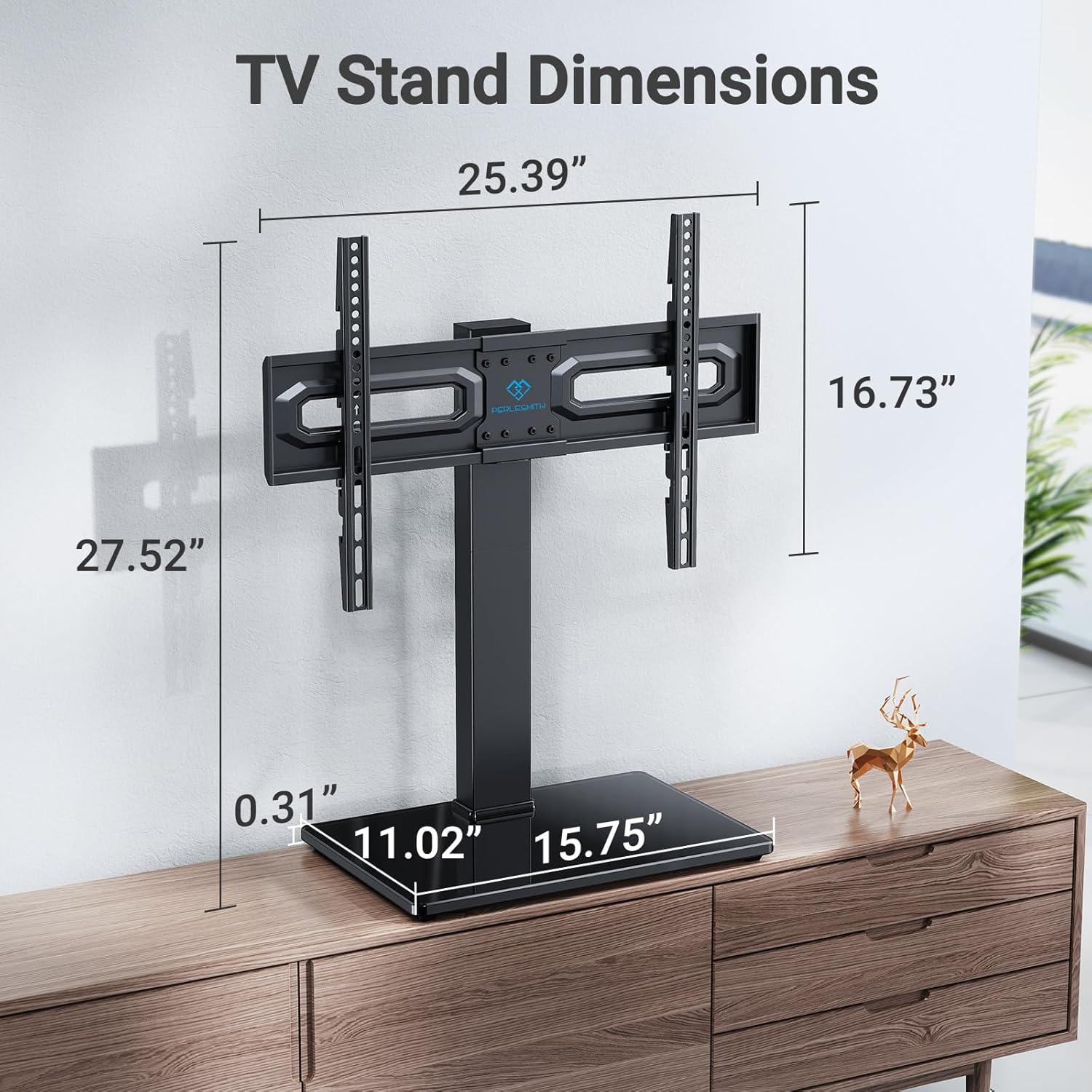 imagePERLESMITH Swivel Universal TV Stand Mount for 3286 Inch LCD OLED FlatCurved Screen TVs up to 99lbsHeight Adjustable Table Top TV StandBase with Tempered Glass BaseampWire ManagementVESA 600x400mm37 to 80 screen