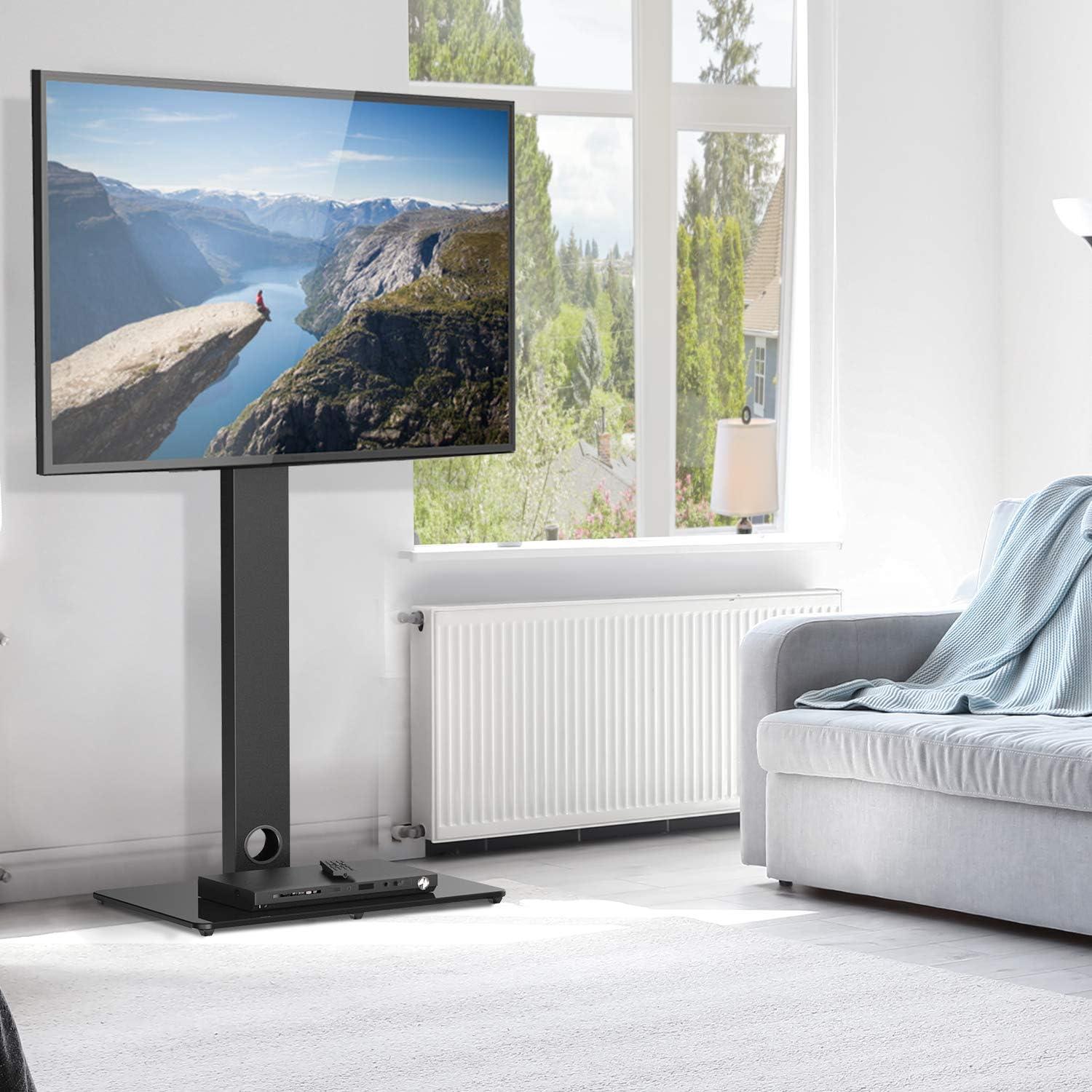 imagePERLESMITH Universal Floor TV StandBase with Swivel Mount for Most 3265 inch LCD LED TVs Height Adjustable Cable Management and Space Saving VESA 600x400mm Perfect for Corner amp Bedroom PSFS01