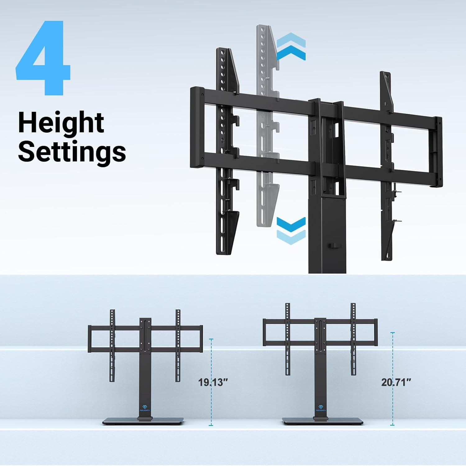 imagePERLESMITH Universal TV Stand Table Top TV Base for 3282 inch LCD LED OLED 4K Flat Screen TVsHeight Adjustable TV Mount Stand with Tempered Glass Base VESA 600x400mm3777 Inch Screen