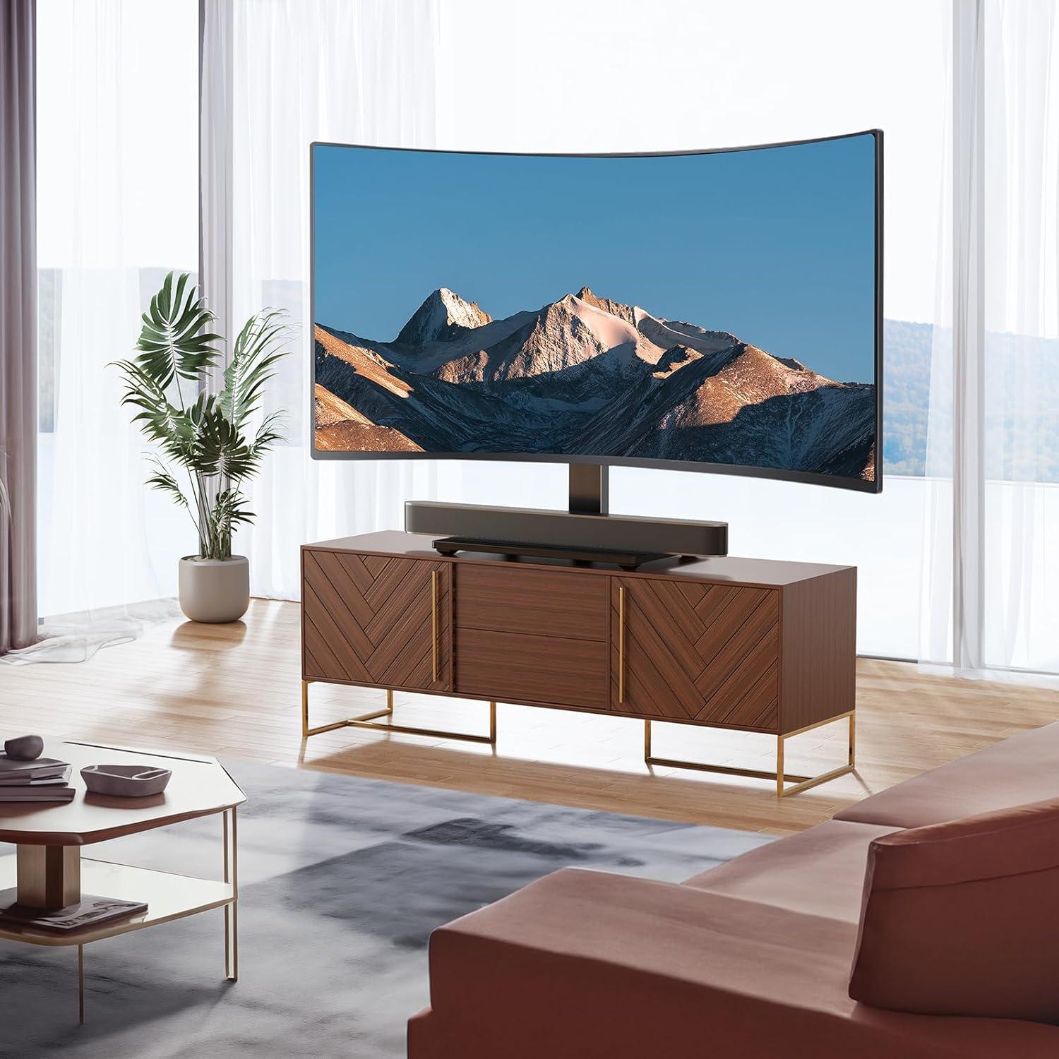 imagePERLESMITH Universal TV Stand Table Top TV Base for 3282 inch LCD LED OLED 4K Flat Screen TVsHeight Adjustable TV Mount Stand with Tempered Glass Base VESA 600x400mm3775 Inch Screen
