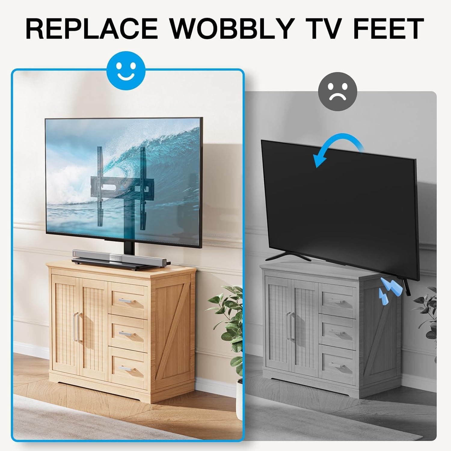 imagePERLESMITH Universal TV Stand Table Top TV Base for 3282 inch LCD LED OLED 4K Flat Screen TVsHeight Adjustable TV Mount Stand with Tempered Glass Base VESA 600x400mm3265 TV Stand