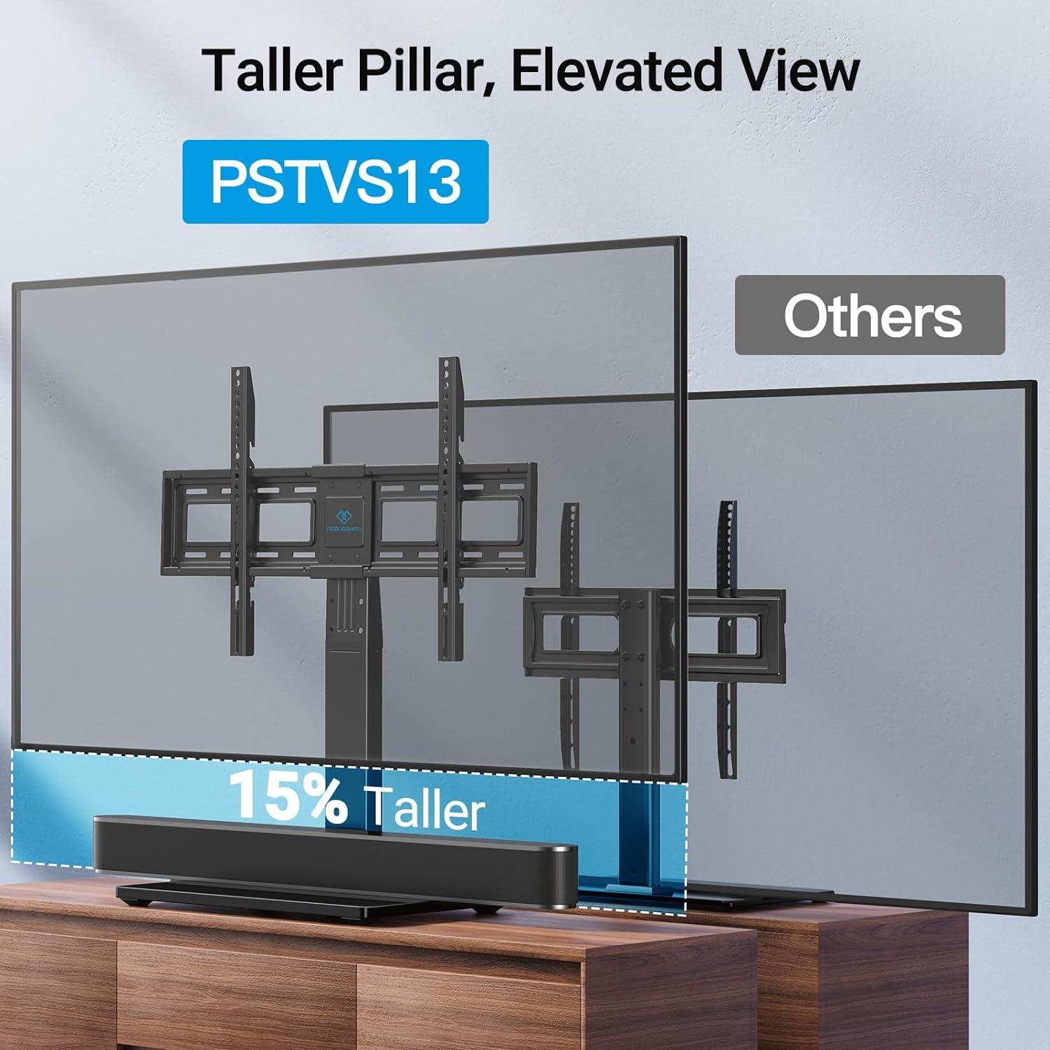 imagePERLESMITH Universal TV Stand Table Top TV Base for 3282 inch LCD LED OLED 4K Flat Screen TVsHeight Adjustable TV Mount Stand with Tempered Glass Base VESA 600x400mm3775 Inch Screen