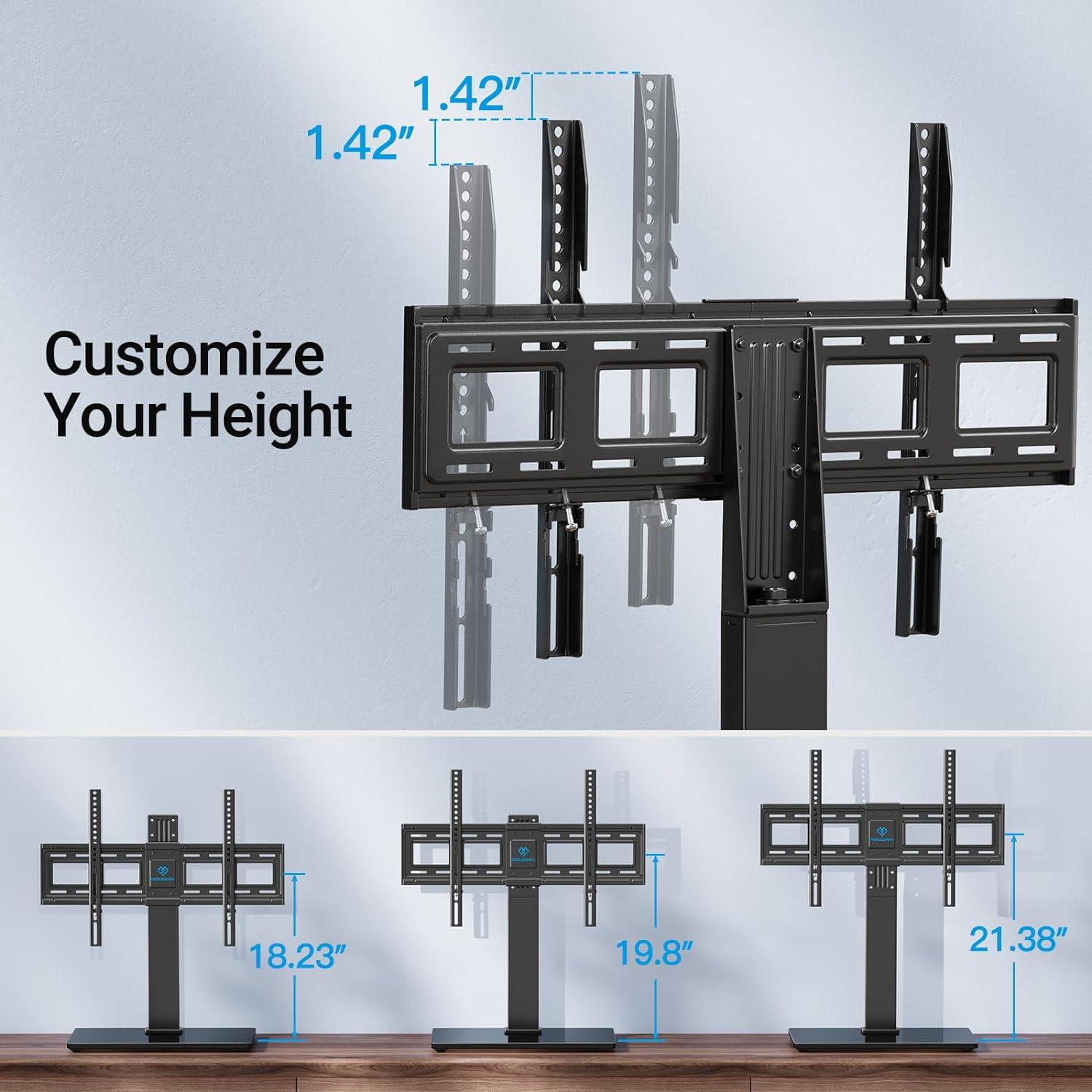 imagePERLESMITH Universal TV Stand Table Top TV Base for 3282 inch LCD LED OLED 4K Flat Screen TVsHeight Adjustable TV Mount Stand with Tempered Glass Base VESA 600x400mm3775 Inch Screen