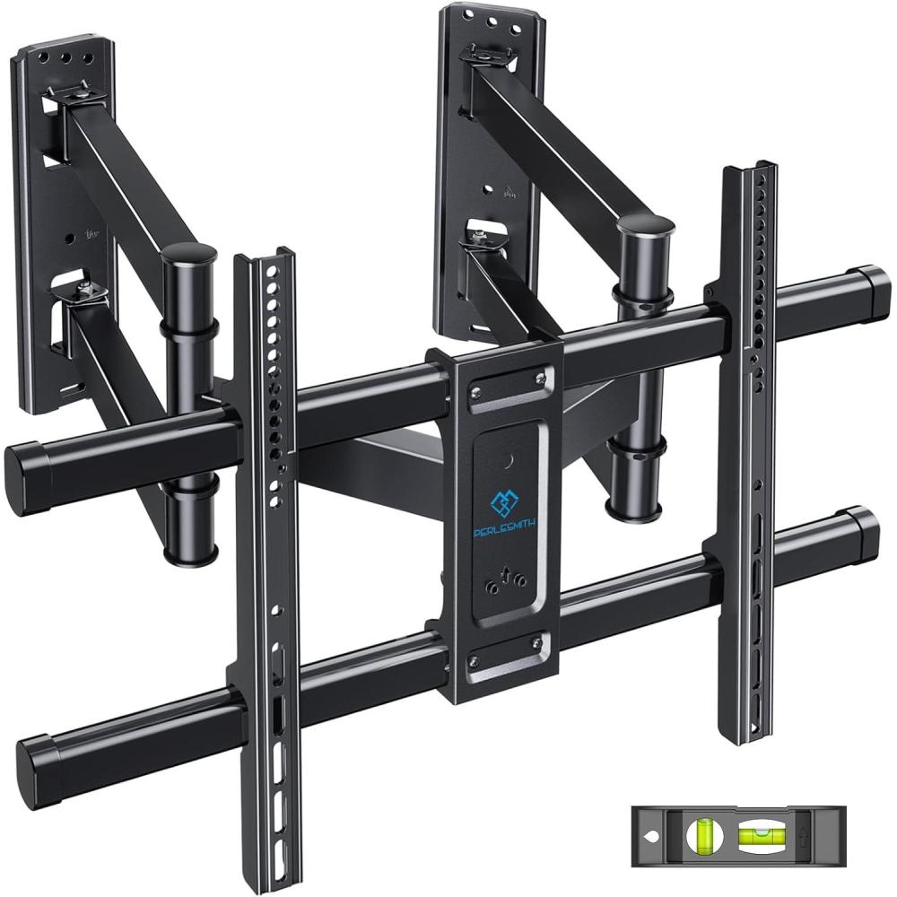 imagePERLESMITH Corner TV Wall Mount Full Motion Corner TV Bracket Fits 3770 Inch LED LCD 4K Flat Curved Screen TVs Hold up to 99 lbs Max VESA 600x400 Tilt Swivel and Level PSCLF1