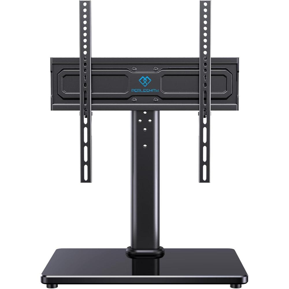 imagePERLESMITH Swivel Universal TV Stand Mount for 3286 Inch LCD OLED FlatCurved Screen TVs up to 99lbsHeight Adjustable Table Top TV StandBase with Tempered Glass BaseampWire ManagementVESA 600x400mm24 to 60 screen