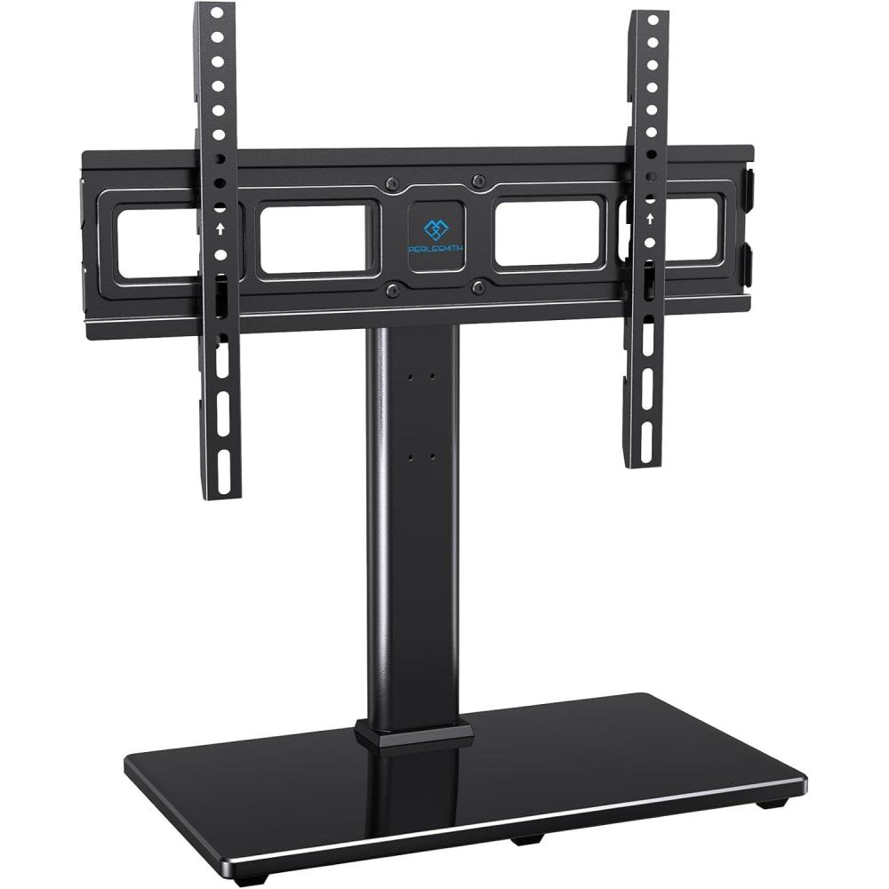 imagePERLESMITH Swivel Universal TV Stand Mount for 3286 Inch LCD OLED FlatCurved Screen TVs up to 99lbsHeight Adjustable Table Top TV StandBase with Tempered Glass BaseampWire ManagementVESA 600x400mm32 to 86 screen