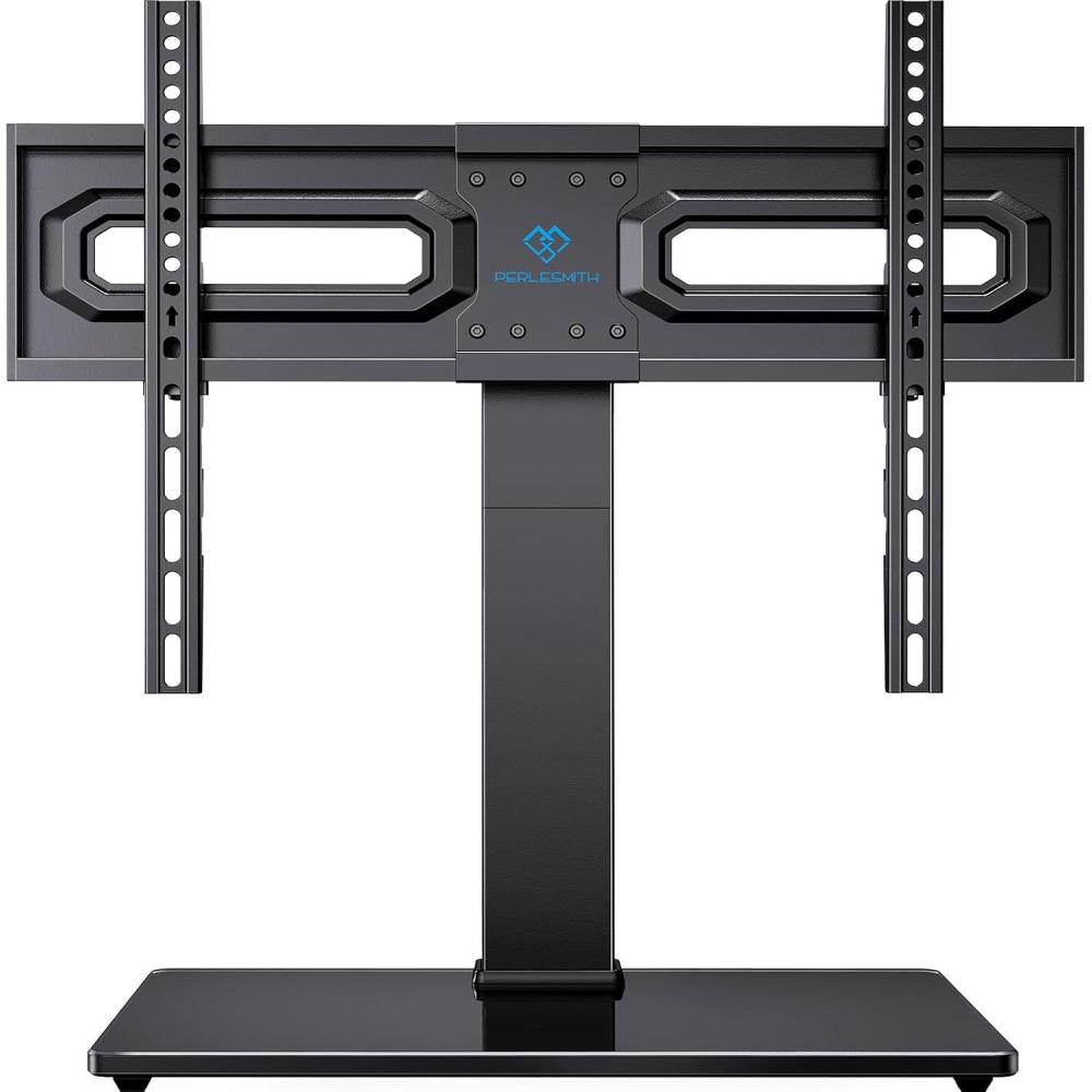 imagePERLESMITH Swivel Universal TV Stand Mount for 3286 Inch LCD OLED FlatCurved Screen TVs up to 99lbsHeight Adjustable Table Top TV StandBase with Tempered Glass BaseampWire ManagementVESA 600x400mm37 to 80 screen