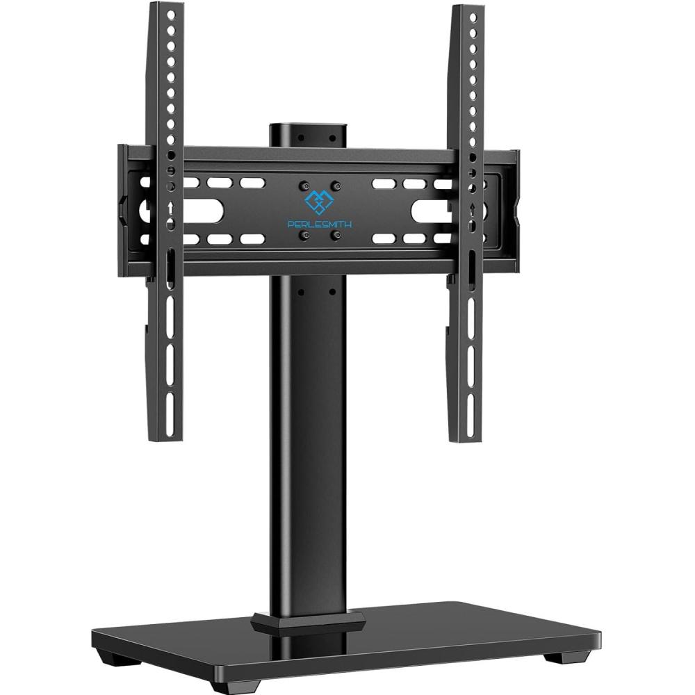 imagePERLESMITH Universal Swivel TV Stand Legs for 2460 inch LCD LED TVs Height Adjustable Television Mount Stand with Tempered Glass Base Universal VESA Mount 400400mm Holds up to 88lbs PSTVS09Fixed